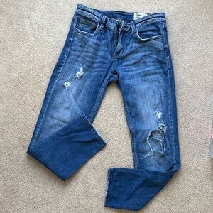 Women's Blue Distressed Skinny Jeans